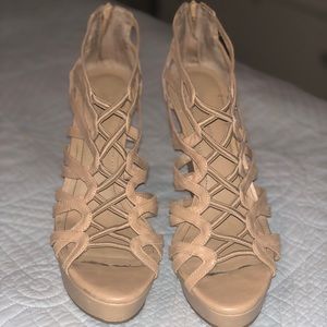 BCBG Tan wedges
